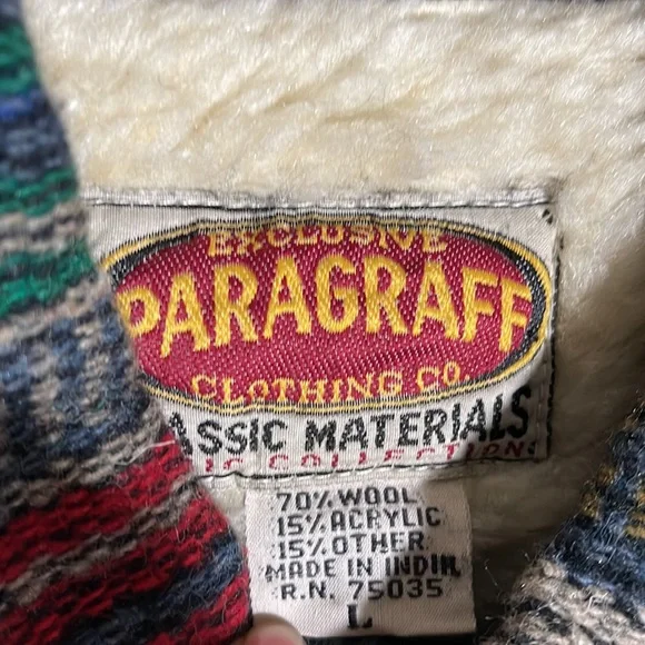 Exclusive Paragraff clothing Co wool blend Sherpa lined Size Large long vest - Picture 6 of 12